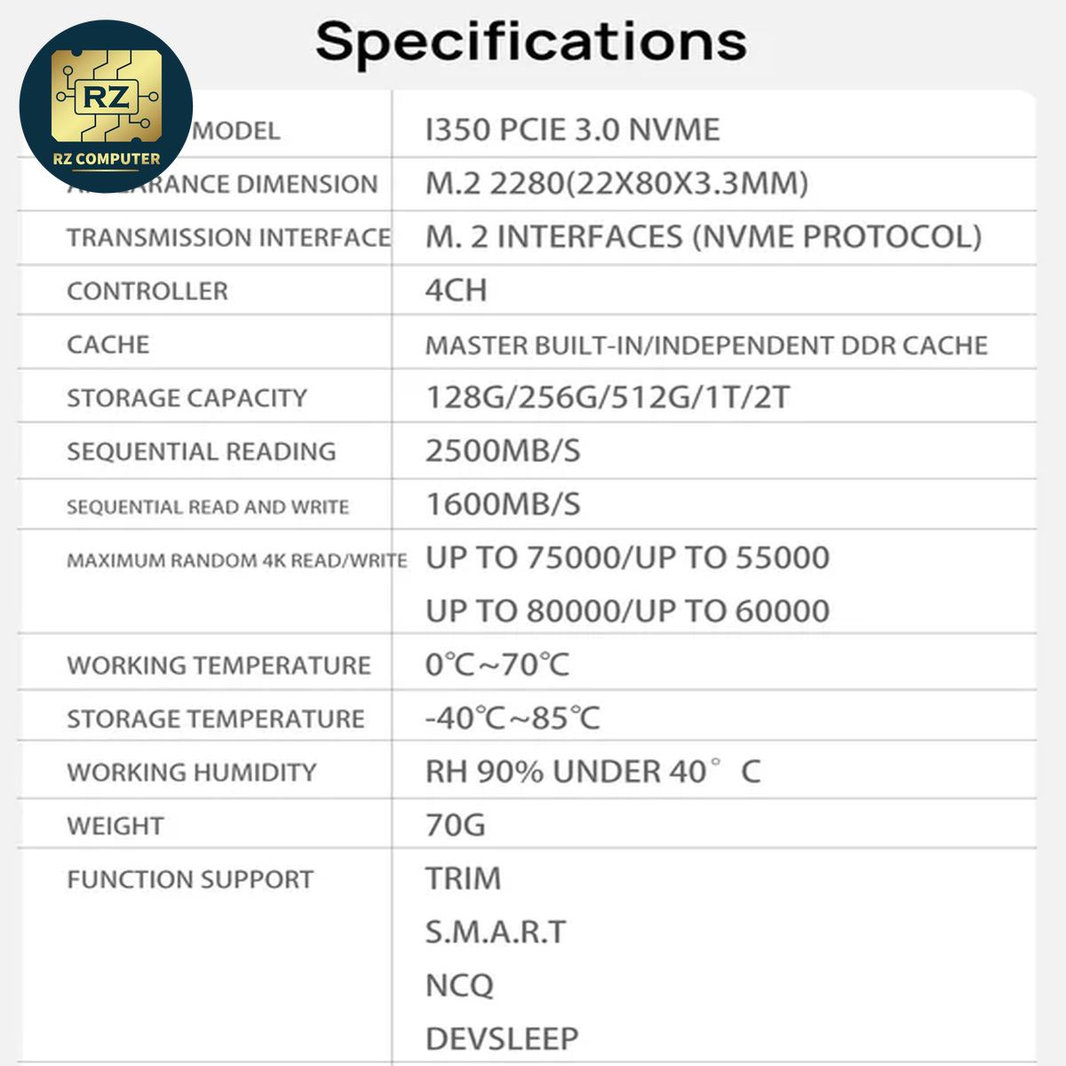 H Series PCIe 3.0 512GB H2000-512G (3000/2500MB/s) - Image 3