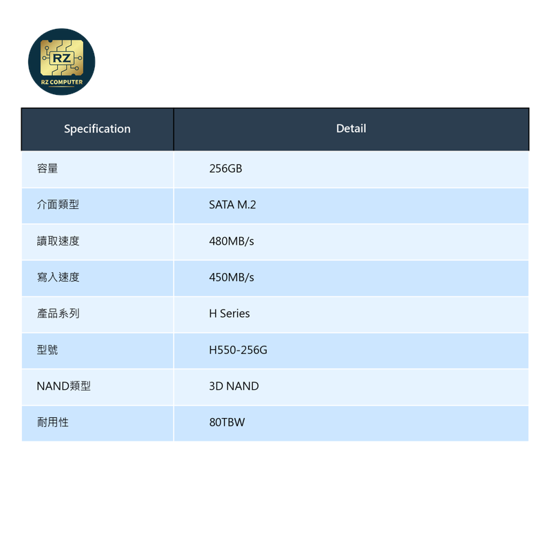 H Series SATA M.2 256GB H550-256G (480/450MB/s) - Image 2